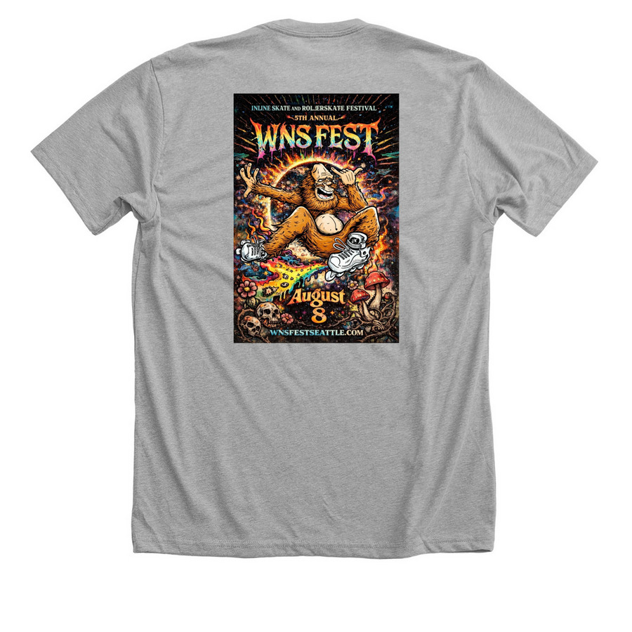 WNS Fest 2026, a Athletic Heather Premium Unisex Tee (back-view)