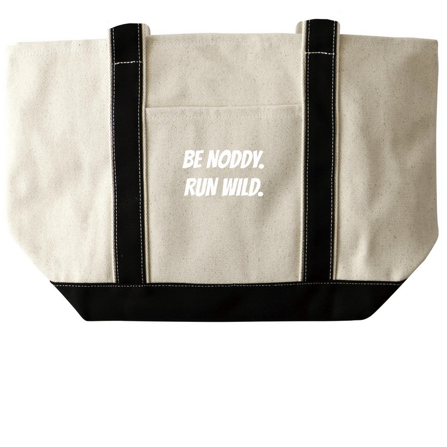 Noddy Tote, a Natural/Black Large Two-Tone Canvas Tote Bag