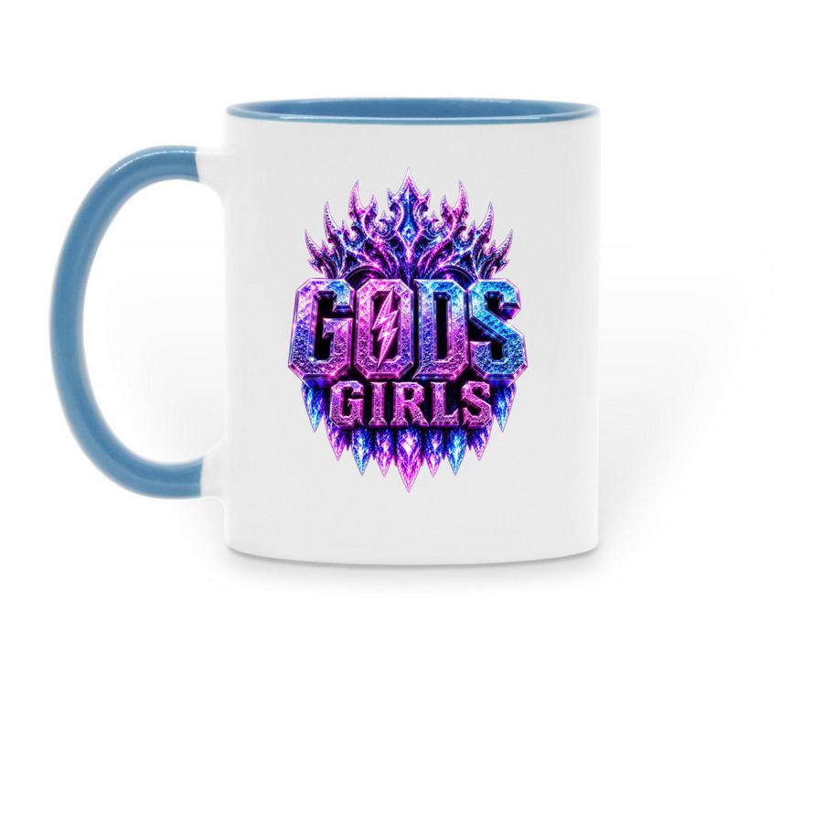 GODS MUGS, a Light Blue Two-Tone Ceramic Mug (back-view)
