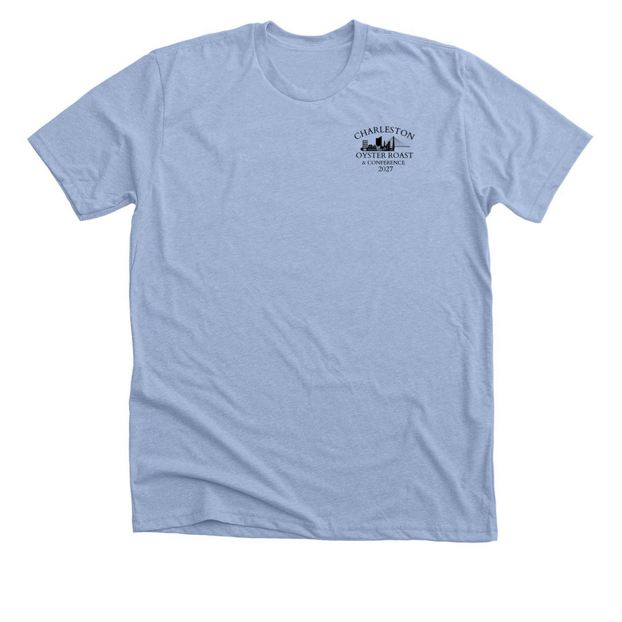 Shuck Around & Find Out, a Heather Baby Blue Premium Unisex Tee