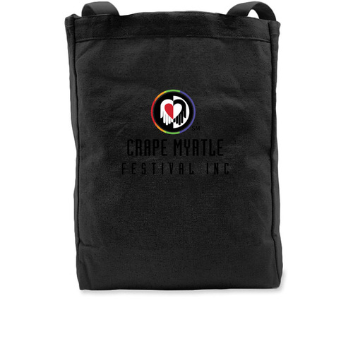 Crape Myrtle Festival Party Tote, a Black Recycled Cotton Tote Bag