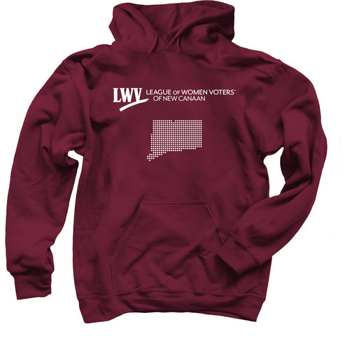 LWV New Canaan CT Shirt, a Maroon Pullover Hoodie