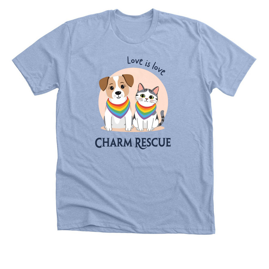 Love is Love, a Heather Baby Blue Premium Unisex Tee