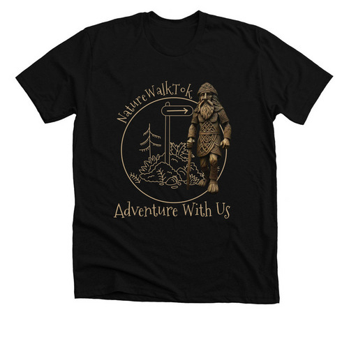 Adventure with Us "Wood Spirit", a Solid Black Blend Premium Unisex Tee