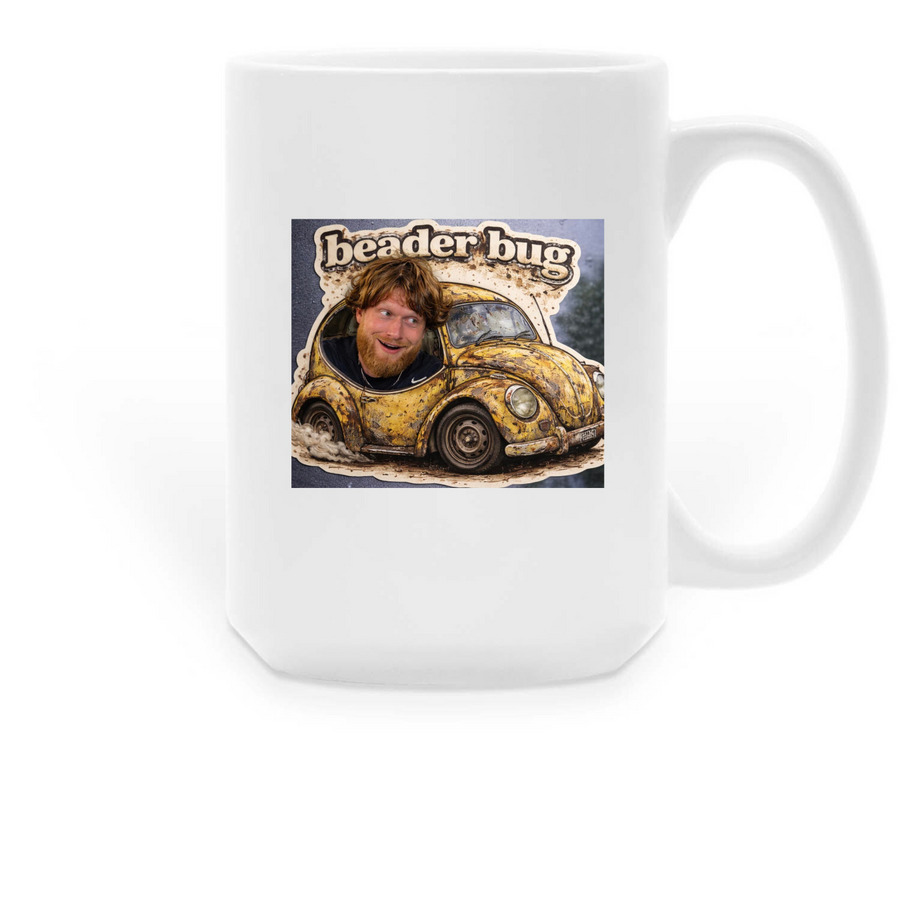 Beader, a White Large Coffee Mug