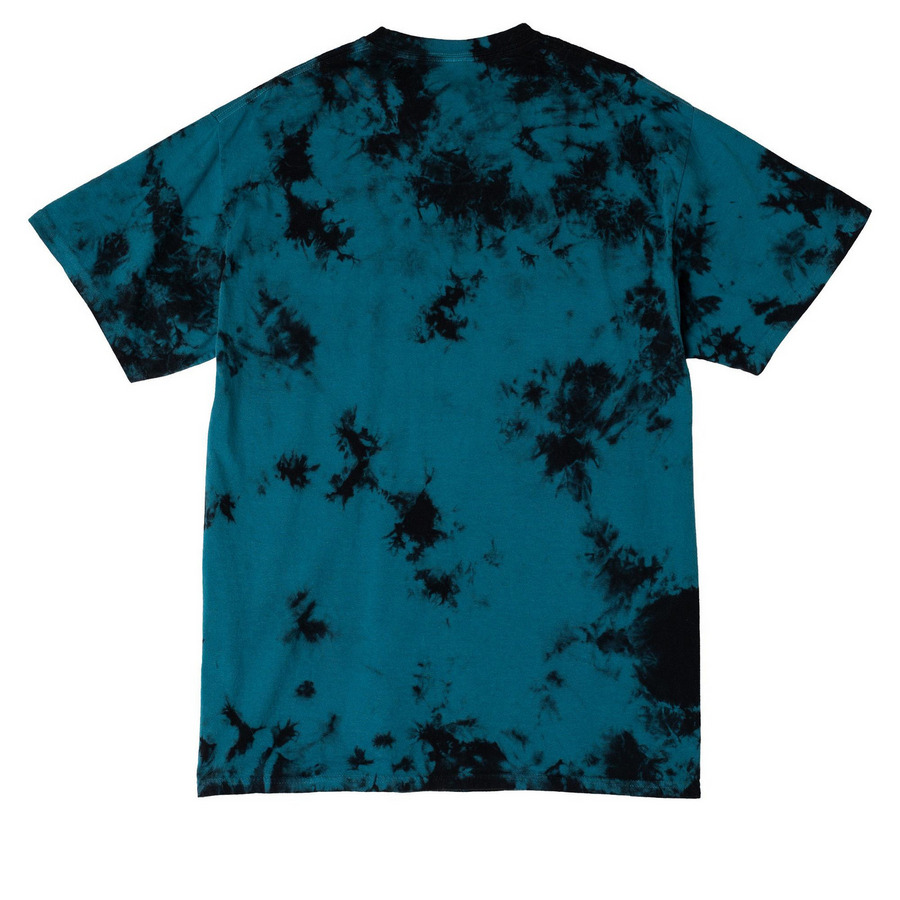 Roxxy Rocker Apparel Collection, a Black/ Teal Crystal Tie Dye Tee (back-view)