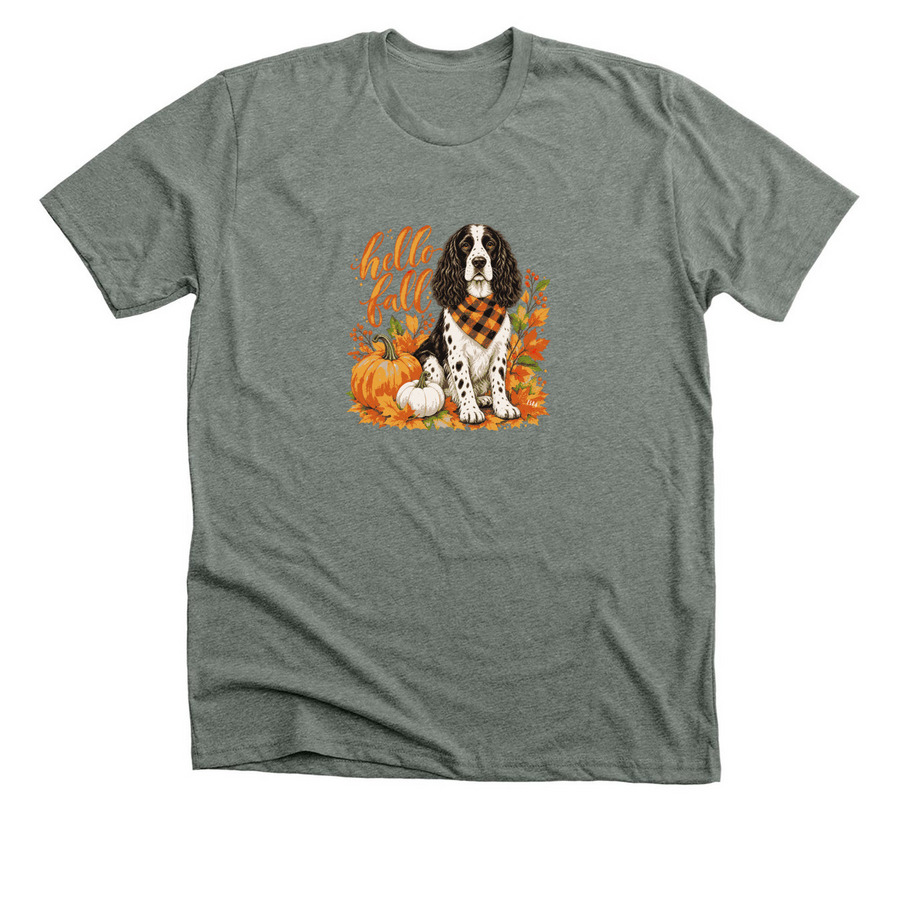 Hello Fall, a Deep Heather Premium Unisex Tee