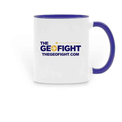 The Geofight mugs, a Dark Blue Two-Tone Ceramic Mug