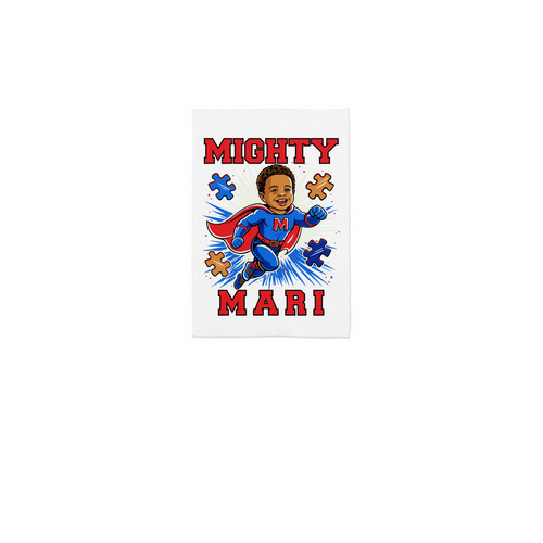 Mighty Mari, a White 12" x 18" Yard Flag