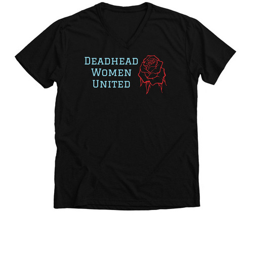 Deadhead Women United Tees Tanks Hoodies! DWU, a Solid Black Blend Premium V-Neck Tee