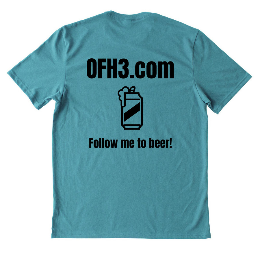 OFH3 Logo On Front, a Oceanic Teal Allmade Heavyweight Recycled Cotton Tee (back-view)