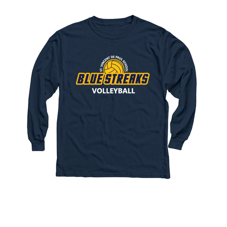 STV Blue Streak Volleyball, a Navy Youth Long Sleeve Tee