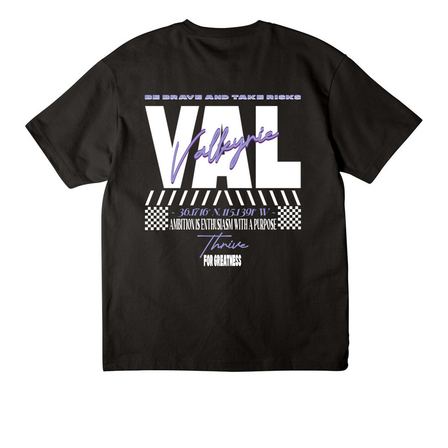 THRIVE FOR GREATNESS - PURPLE, a Black Unisex Heavyweight Tee (back-view)