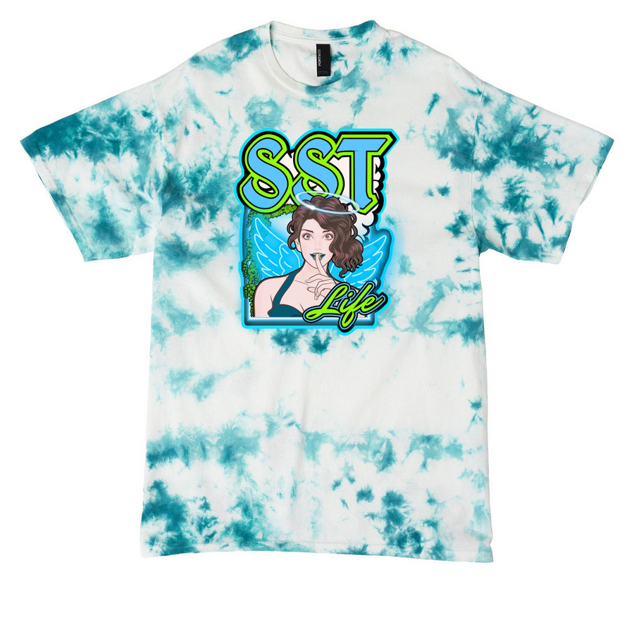 SSTLife - Angelic Vibes, a Teal Crystal Tie Dye Tee
