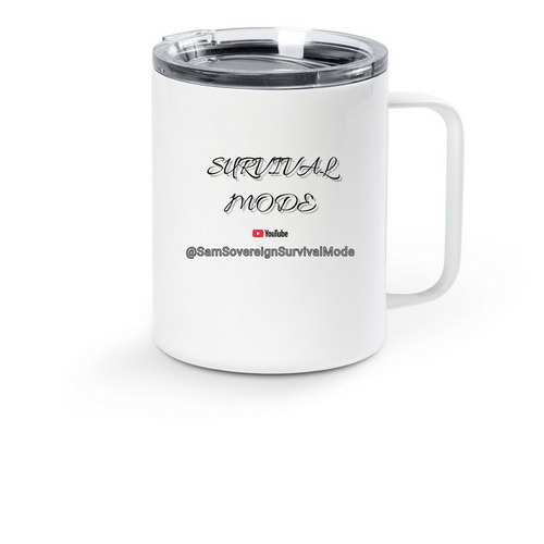 Survival Mode Official Travel Mug, a White Stainless Steel Travel Mug