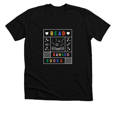 Read Banned Books, a Solid Black Blend Premium Unisex Tee