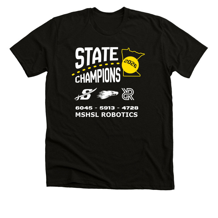 State Robotics Champs, a Black Heather Premium Unisex Tee