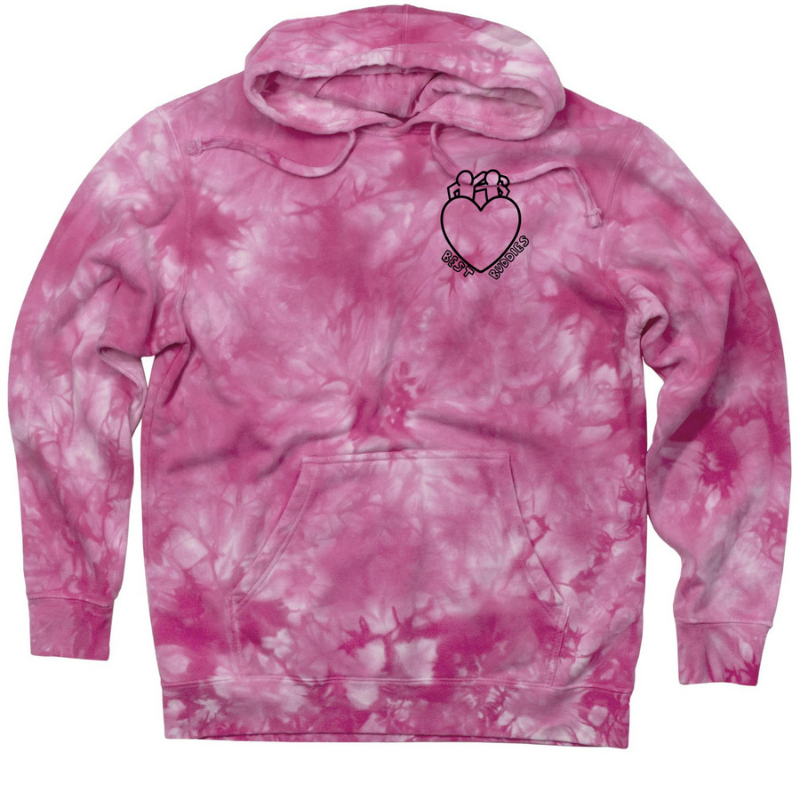 Best Buddies Tie Dye, a Pink Tie Dyed Pullover Hoodie