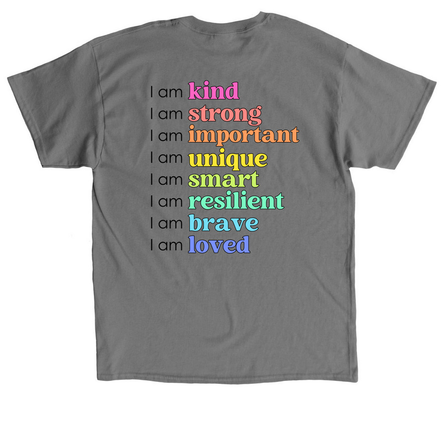 I AM Affirmation Collection!, a Charcoal Classic Unisex Tee (back-view)