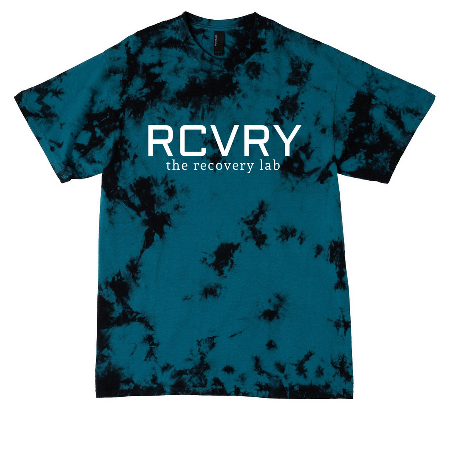 Crystal Tie Dye RCVRY, a Black/ Teal Crystal Tie Dye Tee