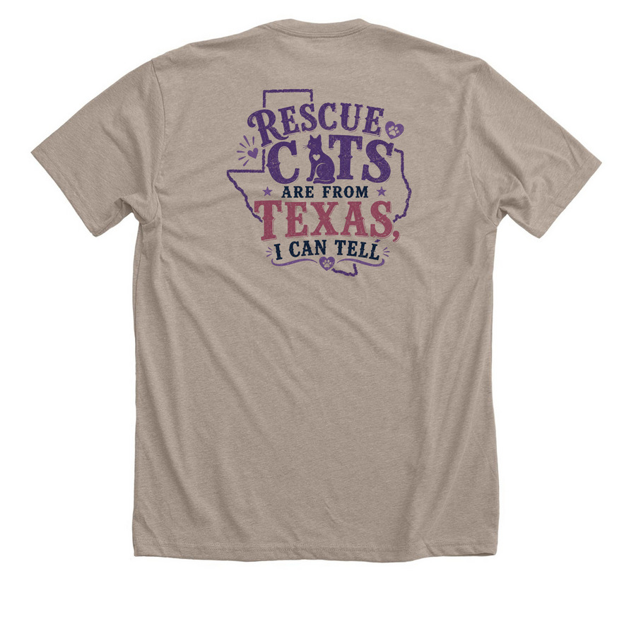 Rescue Cats from Texas, a Heather Stone Premium Unisex Tee (back-view)