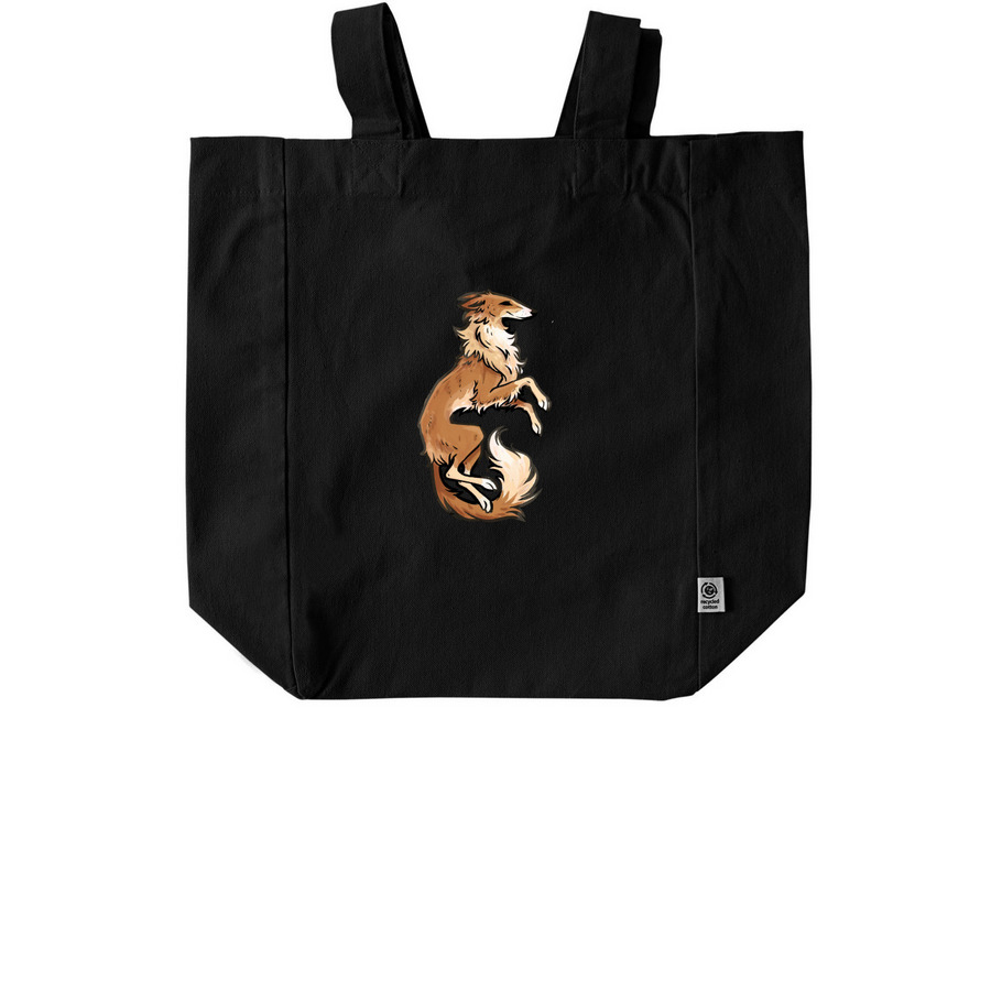 Simple Silken Tote: Red/Sable, a Black Recycled Cotton Tote Bag