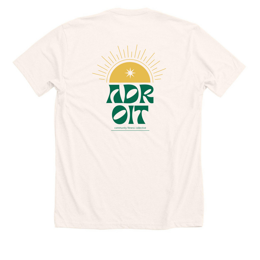 The Sunrise Special (BACK DESIGN), a Heather Natural Premium Unisex Tee (back-view)