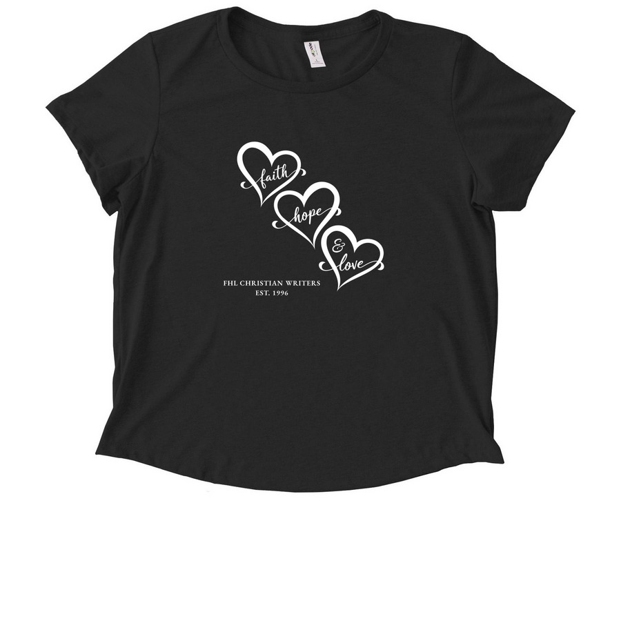 Est. 1998 Stacked Heart Scoop Neck Tee, a Deep Black Allmade Eco Triblend Women?s Scoop Neck Tee