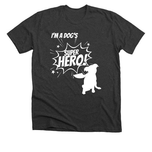 Dog Super Hero, a Dark Grey Heather Premium Unisex Tee