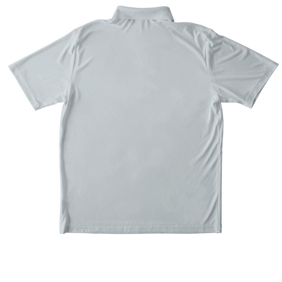 Institute Red Pinpoint Polo, a Silver Unisex Performance Polo (back-view)