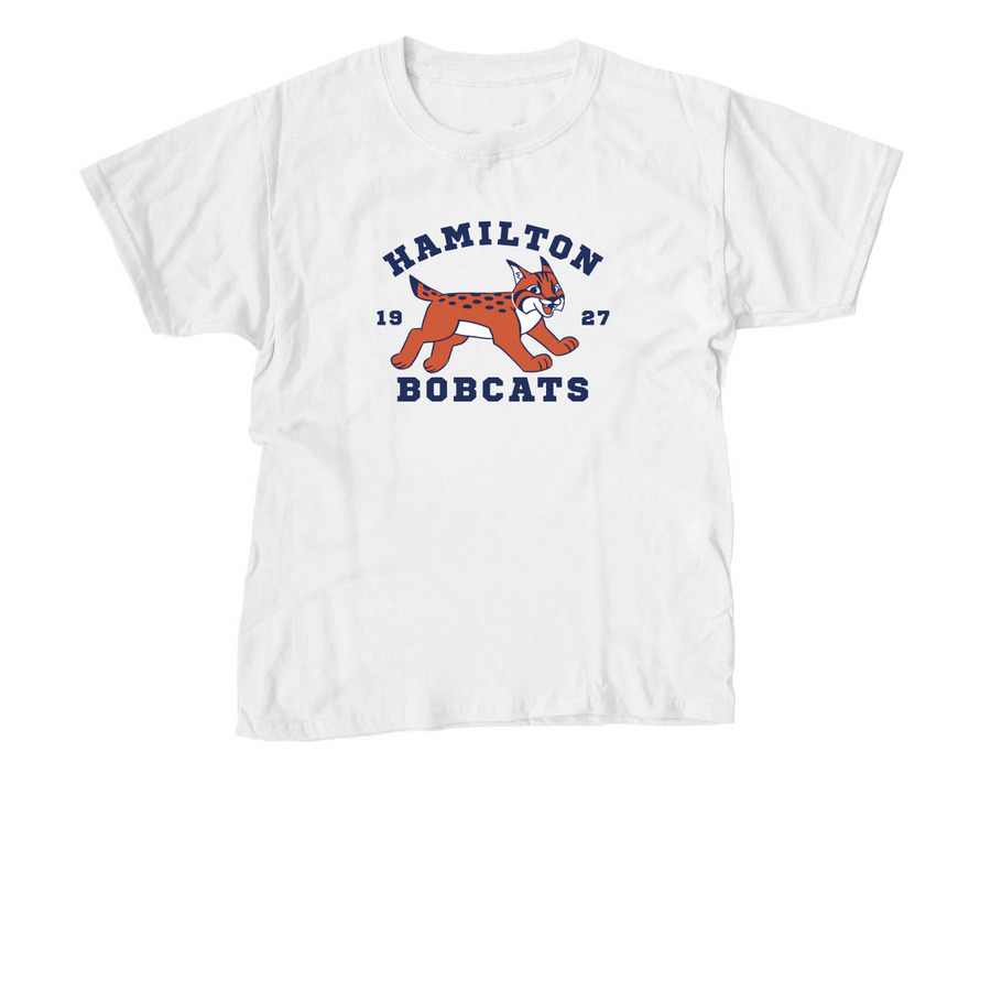 Running Bobcat Light (kid), a White Youth Unisex Tee