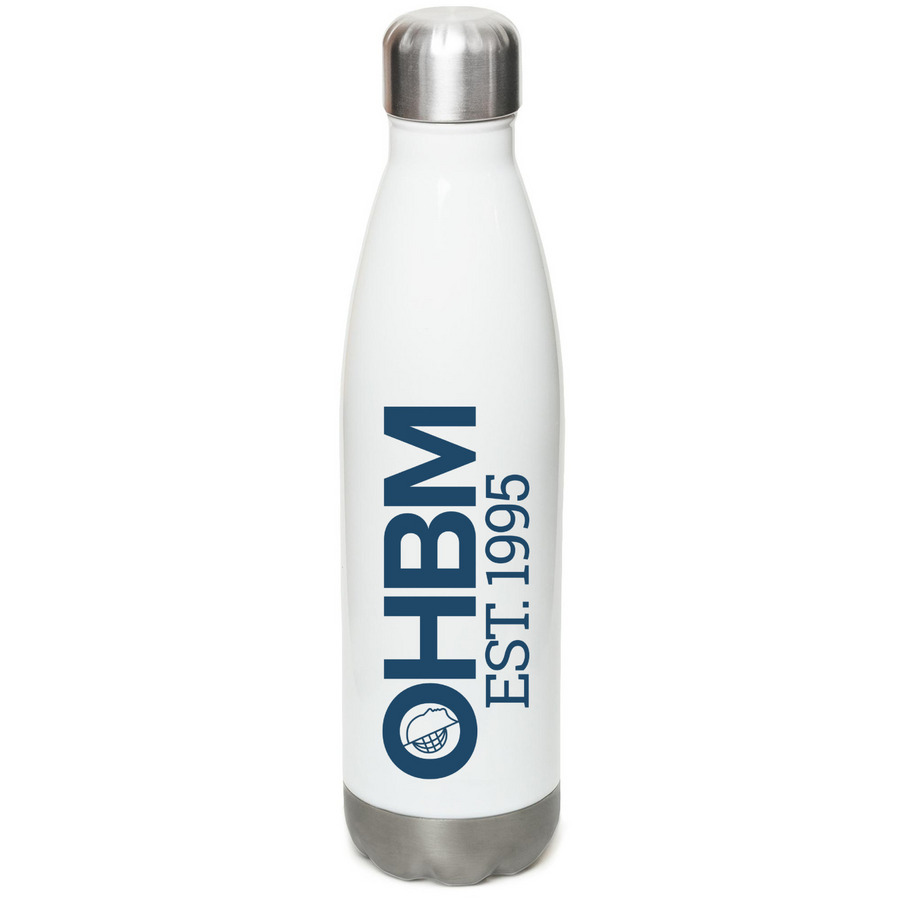 OHBM EST. 1995 Water Bottle, a White Stainless Steel Water Bottle
