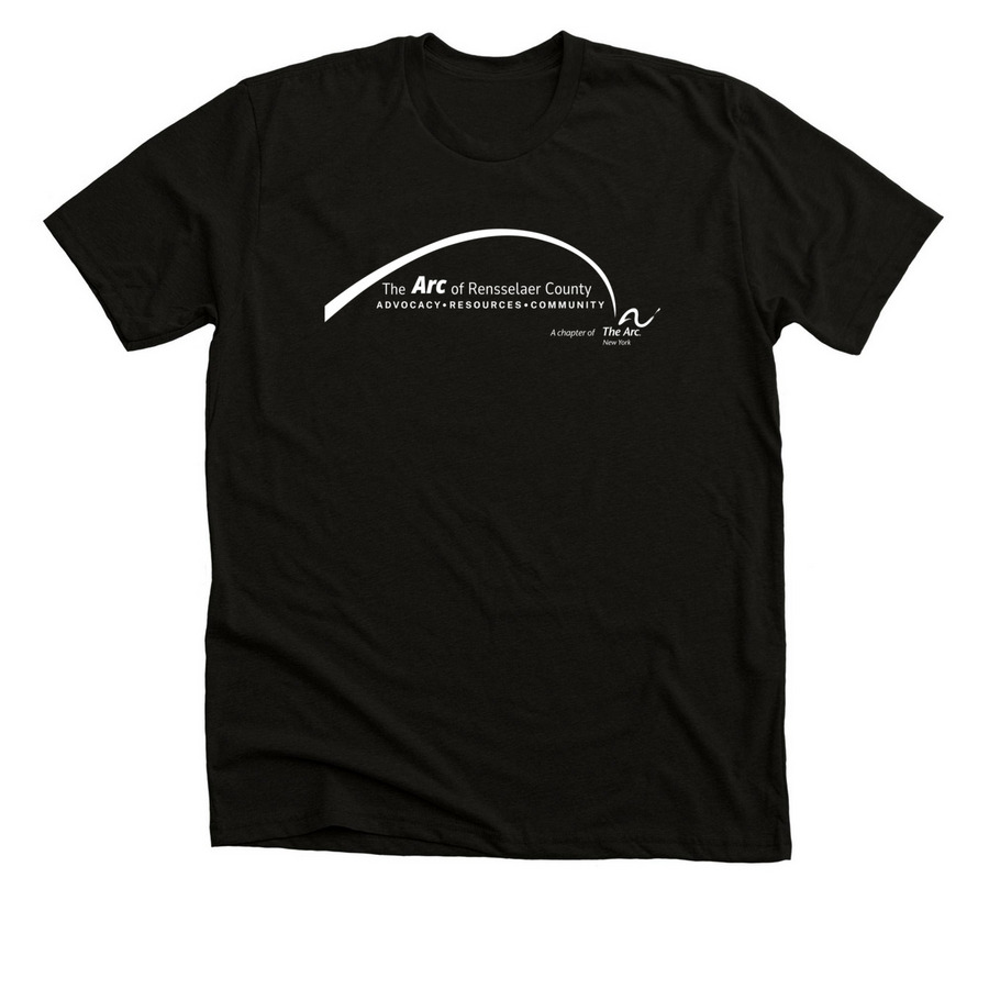 The Arc of Rensselaer County Logo Shirt, a Black Heather Premium Unisex Tee