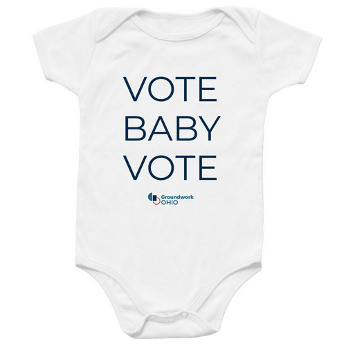 Vote Baby Vote Onesie, a White Infant Onesie