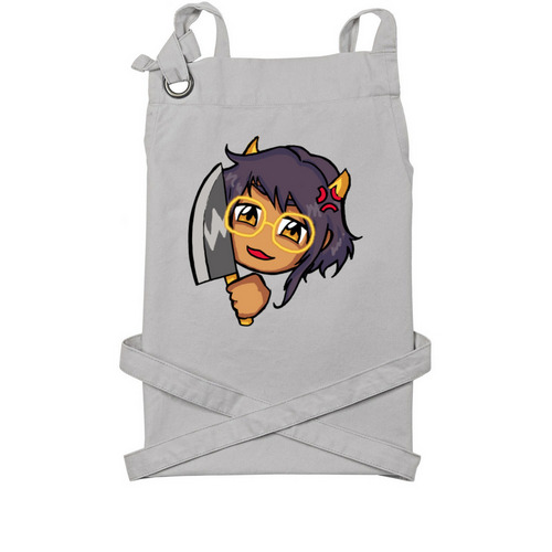 Sacrifice Hungry Fen, a Silver Cotton Canvas Pocket Apron