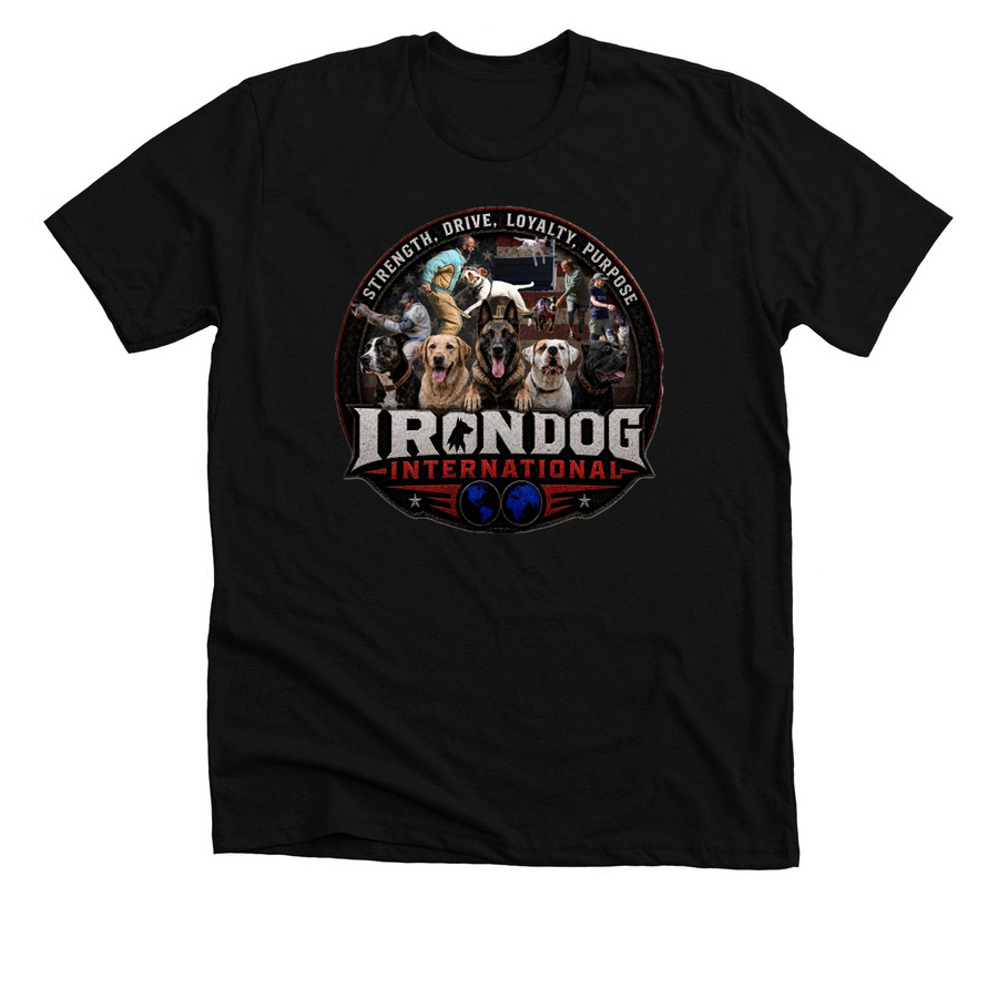 IronDog International, a Solid Black Blend Premium Unisex Tee