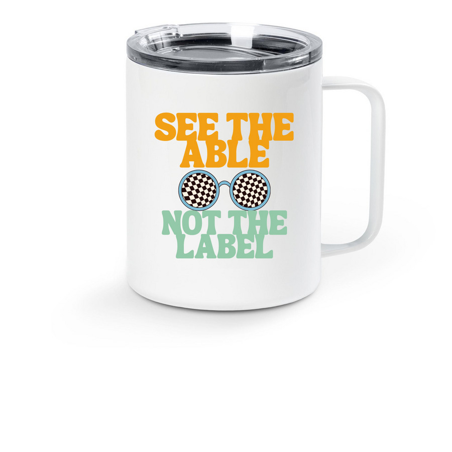 Travel Mug - See The Able, a White Stainless Steel Travel Mug