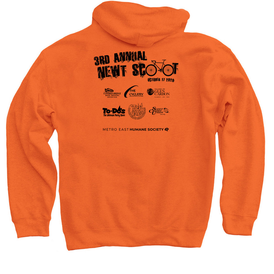 Newt Scoot 2026 Event Tee, a Orange Pullover Hoodie (back-view)