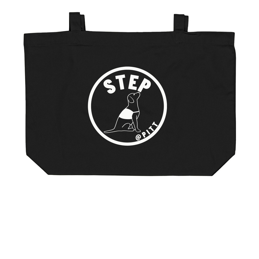 STEP@Pitt White Logo Totes, a Black Large Organic Cotton Tote Bag