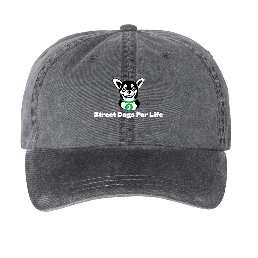 Street Dogs For Life, a Black Printed Pigment Dye Baseball Cap