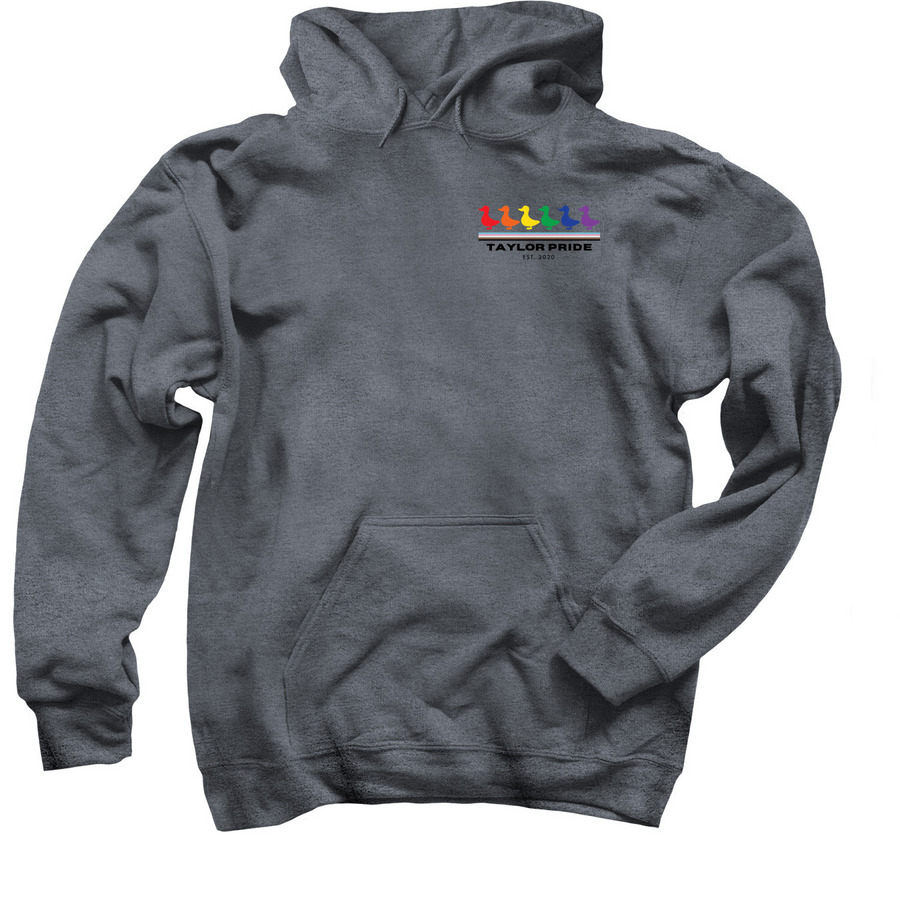 Taylor Pride Logo Winter Apparel, a Dark Heather Pullover Hoodie