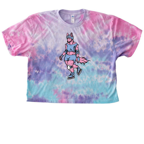 ROLLER WOLF, a Cotton Candy Women's Tie Dye Cropped Tee