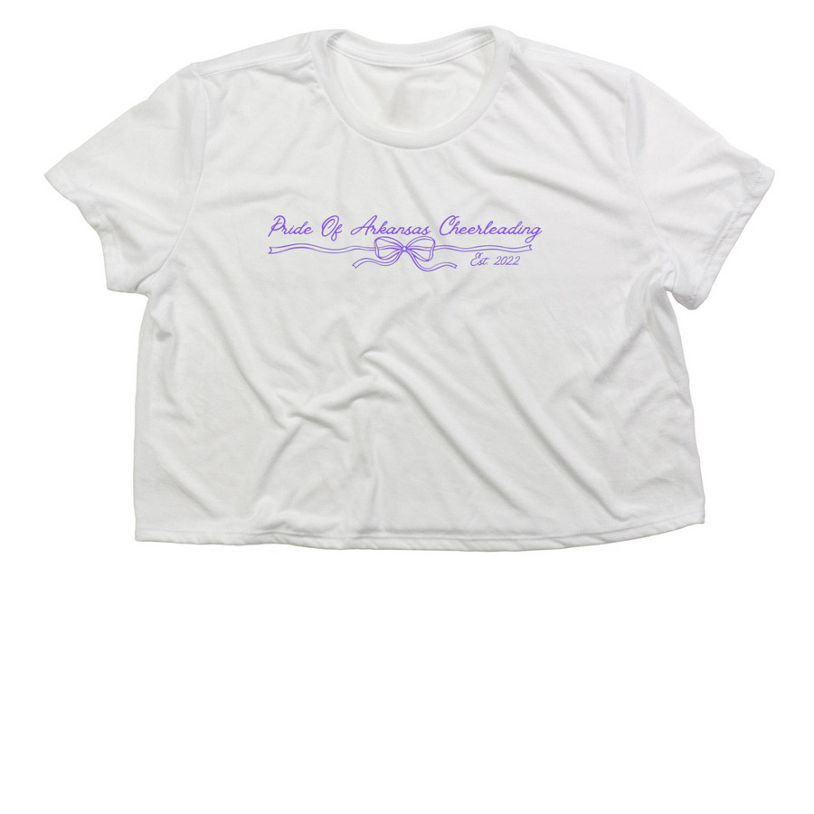 POA Cheerleading Bow Cropped Tee, a White Women?s Flowy Cropped Tee