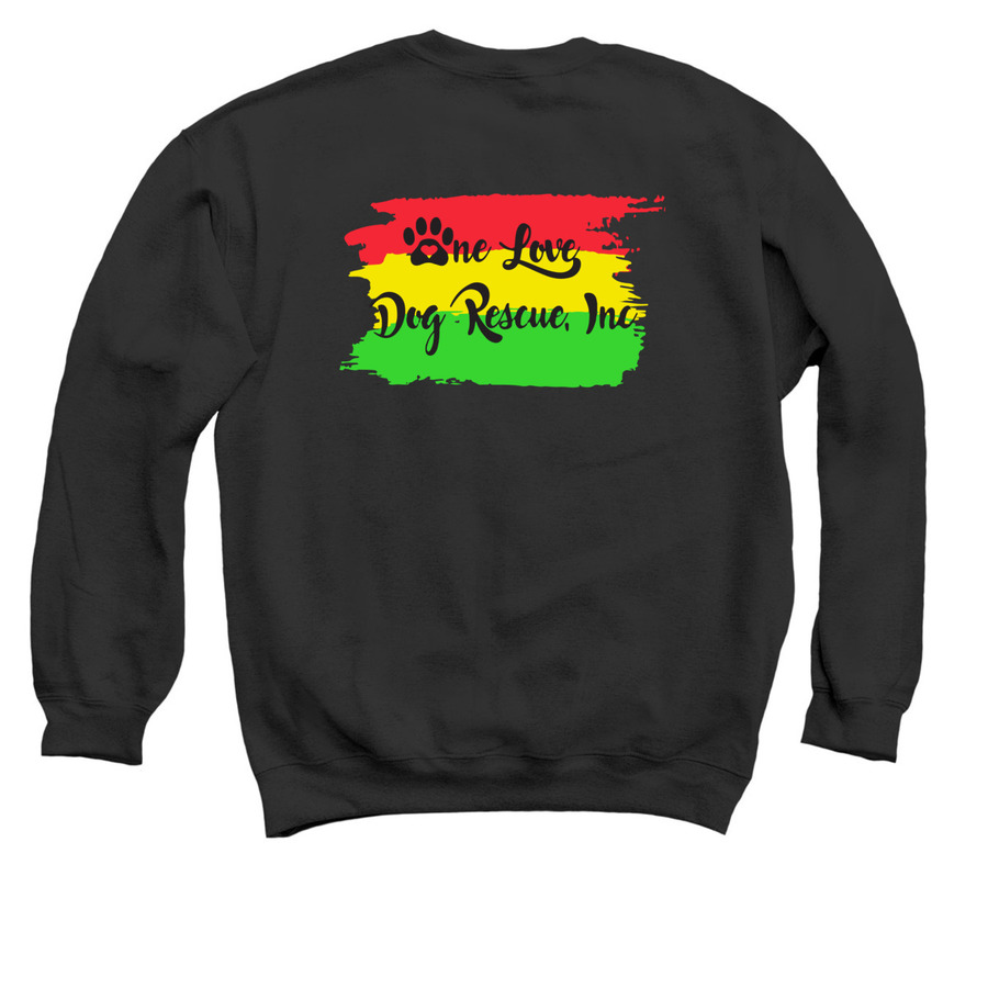 One Love Dog Rescue Dandelion&nbsp;, a Black Crewneck Sweatshirt (back-view)