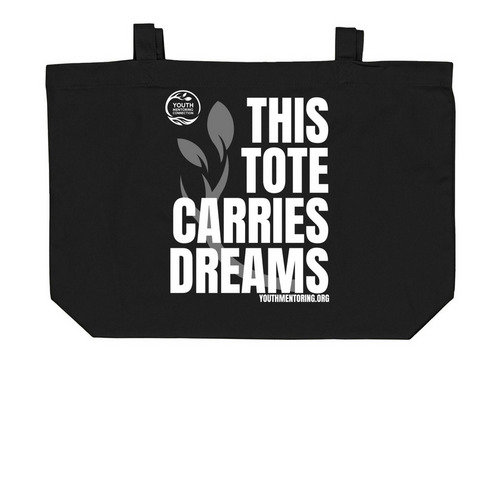 This Tote Carries Dreams, a Black Large Organic Cotton Tote Bag