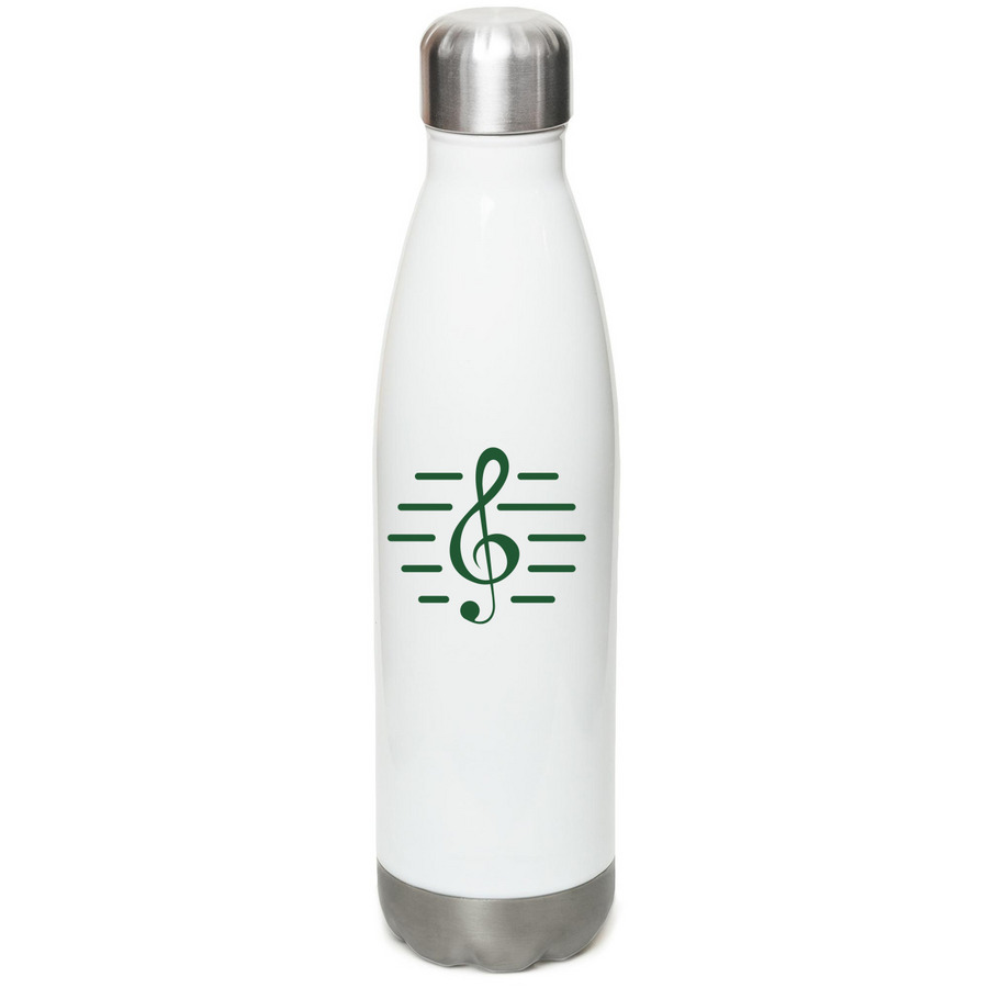 GCS Waterbottle, a White Stainless Steel Water Bottle (back-view)