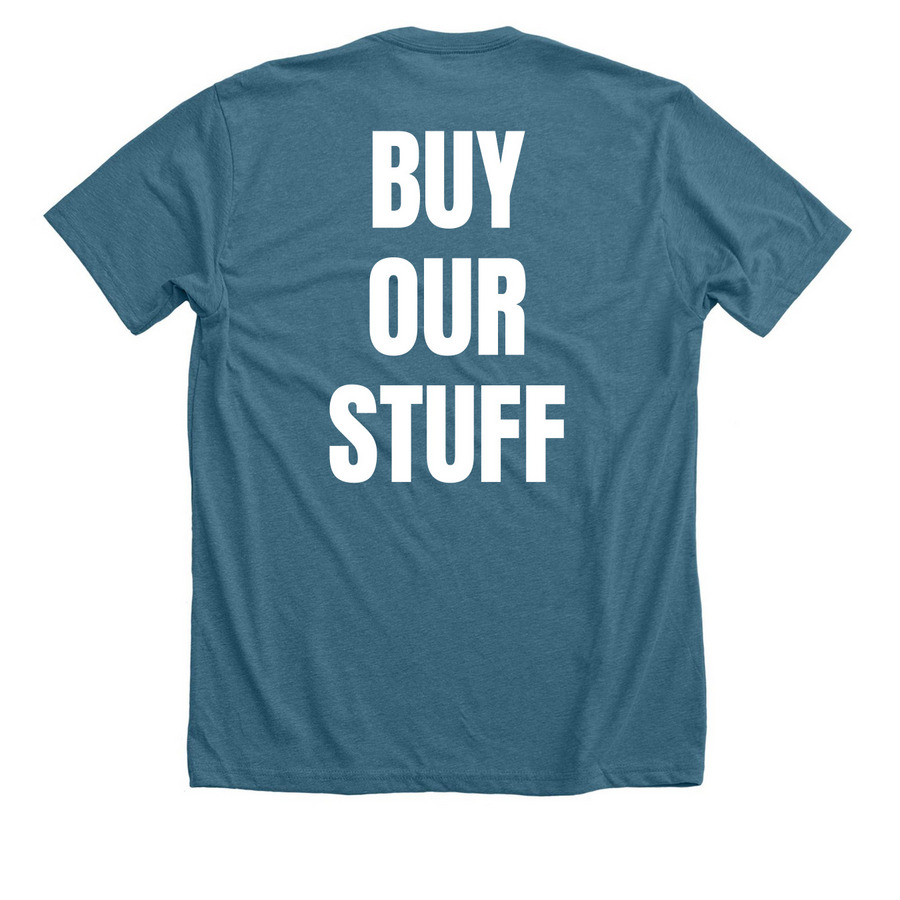 Trading Post Shirt, a Heather Deep Teal Premium Unisex Tee (back-view)