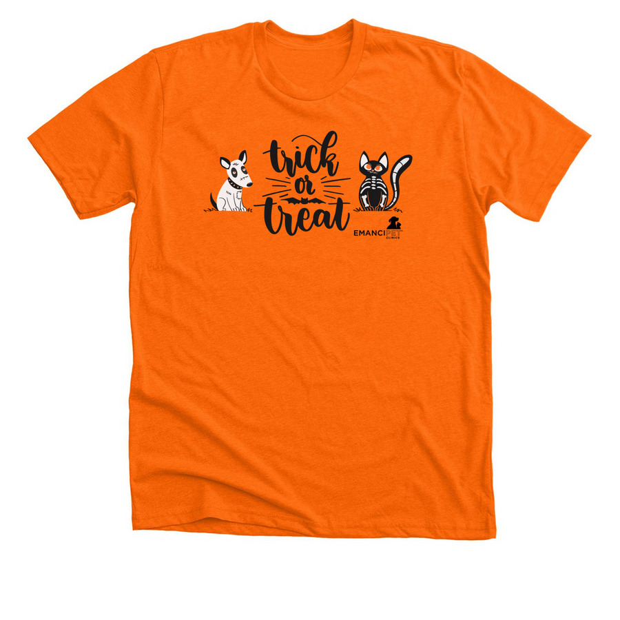 Trick or Treat, a Neon Orange Premium Unisex Tee