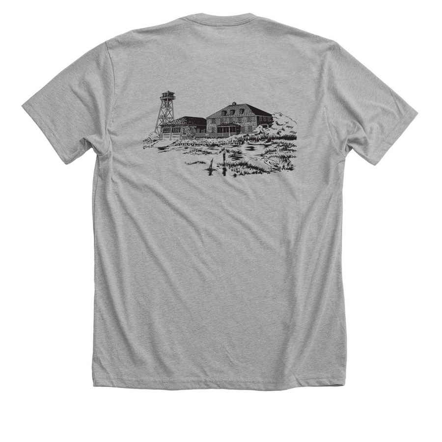 Cedar Island Club Tees and Tanks, a Athletic Heather Premium Unisex Tee (back-view)