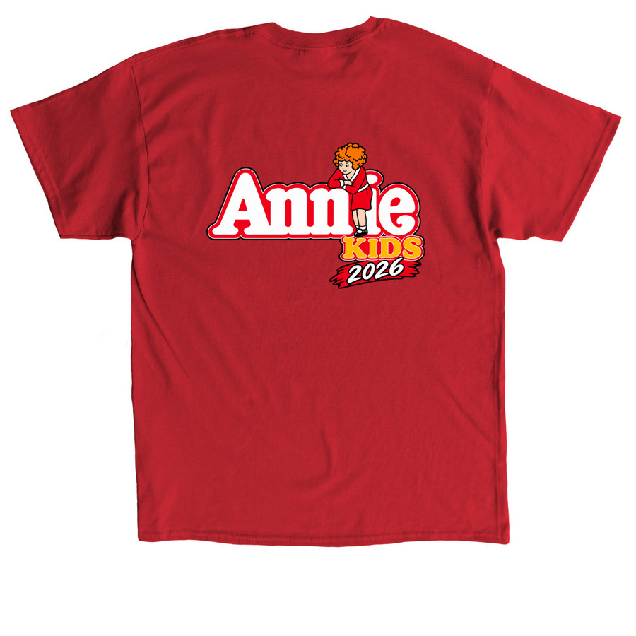 Annie Kids 2026, a Red Classic Unisex Tee (back-view)